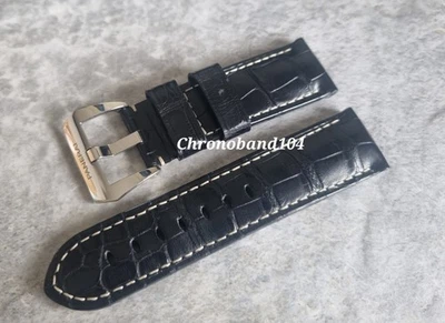 Correa de cuero negra genuina Officine Panerai 24/22 mm y hebilla Tang seminueva  Foto 1 de 4