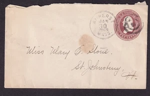 1885 postal cover Amherst Mass to Miss Mary E Stone St Johnsbury VT - Picture 1 of 2