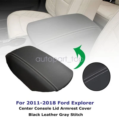 Se adapta a Ford Center Explorer 2011-2017 2018 consola reposabrazos tapa cubierta cuero negro Foto 1 de 4