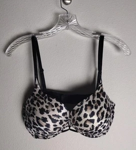 Victoria’s Secret Miraculous Plunge Bombshell Leopard Print Push Up Bra 36C - Picture 1 of 3