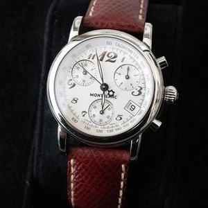 Mont Blanc Star 7039 Chronograph Ladys Watch Silver w/Case - Picture 1 of 24
