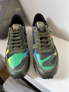 VALENTINO GARAVANI Rockrunner camouflage-print canvas, suede and leather UK 9.5 - Picture 1 of 8