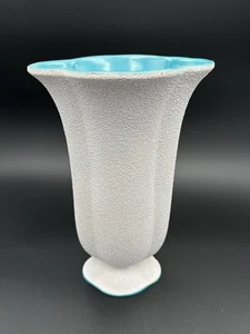 Jarrón de mesa Zaccagnini italiano de cerámica lava vintage turquesa con textura DEFECTOS - Imagen 1 de 13