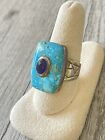 Jay King Signed DTR 925 Sterling Silver Turquoise Amethyst Ring Mine Finds 9.75*