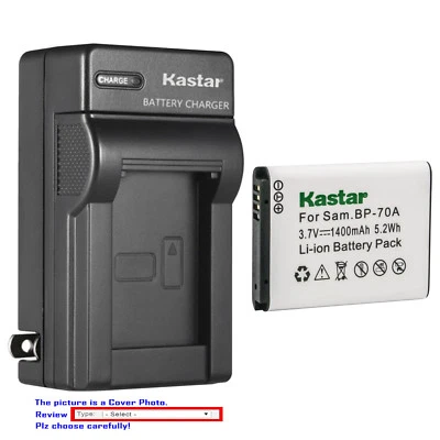 Cargador de pared de batería de CA Kastar para cámara Samsung BP-70A y Samsung PL101 PL120 Foto 1 de 4