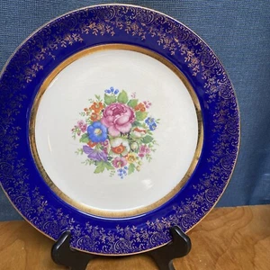 Century by Salem 23 Karat GOLD Encrusted 10" DINNER PLATE Floral - Picture 1 of 11