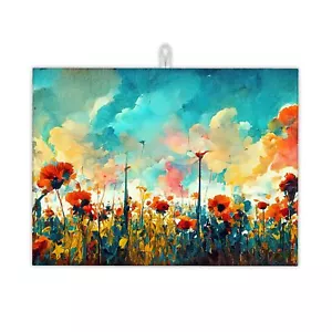 Colorful Flowers Dish Drying Rack Mat for Kitchen CounterWatercolor Dish Dryi... - Picture 1 of 7