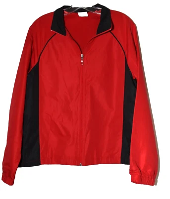 Chaqueta para mujer Danskin Now roja con detalles negros ligera forrada de malla talla L Foto 1 de 4