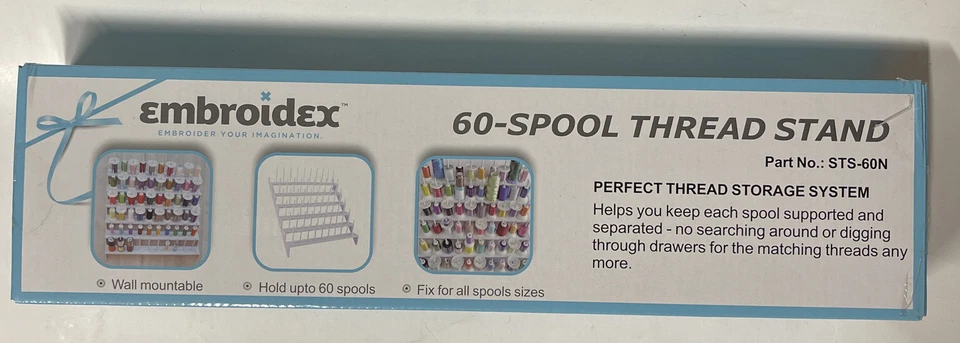 Embroidex 60 Carrete Hilo Soporte/Estante/Organizador de Pared para Coser y Bordar Foto 1 de 1