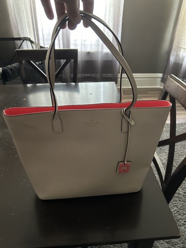 Borsa grande Kate Spade Larchmont Ave logo penny rosa beige in pelle WKRU5619 FS