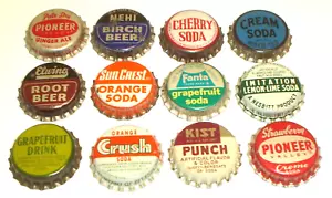 Vintage Lot of 12 NOS Cork Lined Soda Bottle Caps Kist, Fanta, Sun Crest Etc. - Picture 1 of 8
