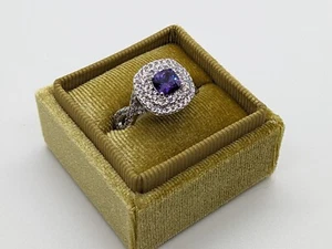 RBP2466 Amethyst with white topaz, Triple Plated Rhodium Size 10 - Picture 1 of 3