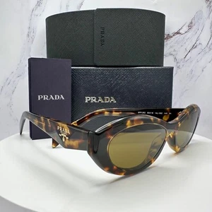 PRADA New Sunglasses Symbole Logo Brown Tortoise Shell Cat Eye 55-16-145 - Picture 1 of 17