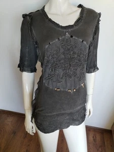 ELISA CAVALETTI graues Kurzarm Oberteil Bluse Gr. M - Bild 1 von 7