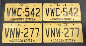 2 Pair s Of Vintage Pre 1975 New Jersey License Plates Free Shipping - Picture 1 of 2