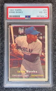 1957 Topps Ernie Banks #55 Chicago Cubs (2x MVP/GG/14x AS/HOF) PSA 4 VG-EX - Picture 1 of 3