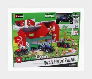 1:50 BURAGO New Holland Set Farm Barn & Tractor Play 2009 Blue BU31684-BLUE Mode - Picture 1 of 2