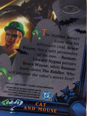DC BATMAN FOREVER METAL Fleer 1995  Card 21, CAT AND MOUSE - Image 1 of 2