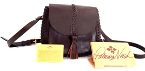 Patricia Nash Blyton Saddle Bag Crossbody Distressed Chocolate Brown NWT - Picture 1 of 13