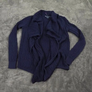 Ralph Lauren Sport Sweater Womens Small Blue Open Front Wrap Cardigan Waterfall - Picture 1 of 12