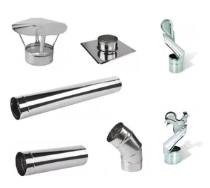 Edelstahl Rauchrohr Ofenknie Ofenrohr Abgasrohre Kaminaufsatz Rosette Regenhut - Picture 1 of 10