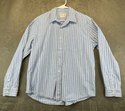 Aeropostale 正装衬衫 - 男式 M - 蓝色和白色条纹 - 经典美式 (642) — 第 1/4 张图片