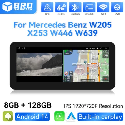 12.3" Android 14 CarPlay GPS 128GB Für Mercedes C/GLC/V/X-Klasse W205 NTG5.0 BT - Bild 1 von 4