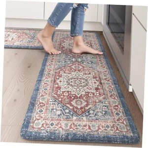 Kitchen Mats for 17.3" x 47 "+ 17.3" x 29 "--0.47 inches Red/Multi - Picture 1 of 8
