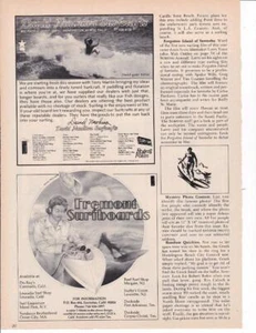 1974 Freemont Surfboards Ad & David Nuuhiwa Surfboards Ad & Sunshine T-shirts - Picture 1 of 1