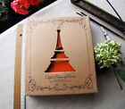Orange faux leather notebook-black paper cardboard/Album scrapbook journal