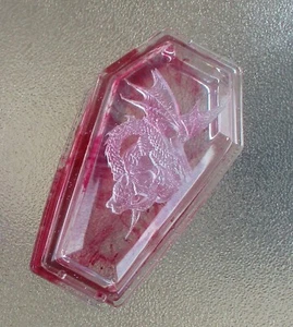 Dragon coffin trinket box handmade with resin Red/clear box Pink glitter dragon - Picture 1 of 2