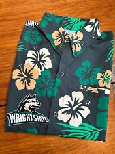 FSP Men’s NCAA Wright State Raiders S/S Button Up Shirt Green Floral Size Medium