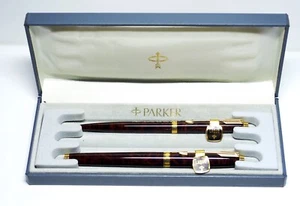 New Old Stock Parker 75 Laque Thuya F/P & B/P Set 14ct ITALIC Gold Nib with Box - Bild 1 von 10