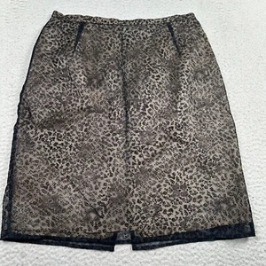 August Silk Logic Pencil Skirt Womens 10 Sheer Animal Print Mesh Overlay Black - Picture 1 of 6