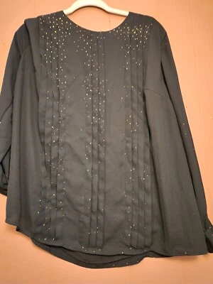 Top túnica elegante forrada negra Ava Viv para mujer 1X con manchas doradas Foto 1 de 4