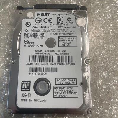 HGST Travelstar Z5K500 500GB HTE545050A7E680 5400RPM SATA 2.5" Hard Disk Drive - Image 1 of 3