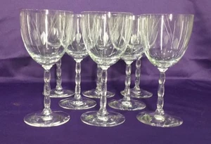 Fostoria Crystal Claret Wine & Champagne Heraldry Etched Art Deco Set of 7 - Picture 1 of 7