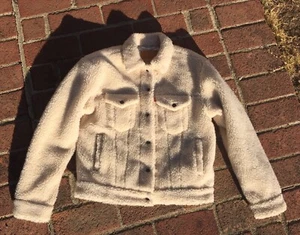 NWOT Sample Levis BIG E Sherpa Pile Fleece 4 Pocket Premium Jacket Womens Sm 557 - Picture 1 of 12