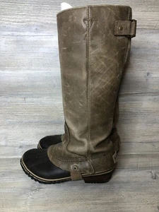 SOREL Slimpack Tall Equestrian Riding Rain Boots Waterproof Shale Size 6.5 US - Picture 1 of 13