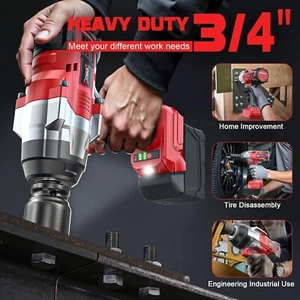 3/4" Impact Wrench for Milwaukee 18V Battery: 1850Ft-Lbs(2500N.M) High Torque Im - Picture 1 of 9