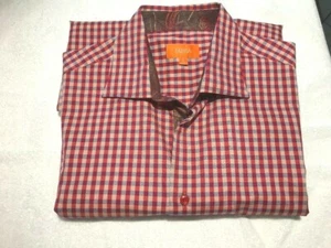 Tallia Mens Long Sleeve Check Shirt Size M 15.5 Red/Blue Flip Cuff Casual Shirt - Picture 1 of 8