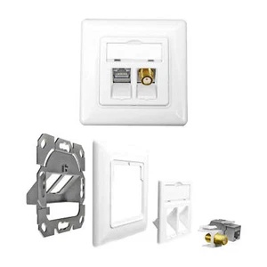 Cat.6A Netzwerkdose mit Keystone Jack Modul 10Gbit RJ45 LAN + TV SAT F-Antenne - Bild 1 von 84
