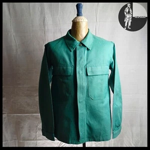 Vintage ‘60s French Workwear’Dynamo Technique’ Turquoise Green Chore Jacket - Picture 1 of 21