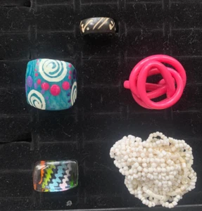 Bundle of fantasy rings. 5 pieces. Assorted materials #JW834 - Picture 1 of 8