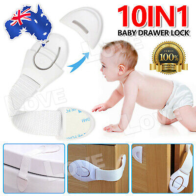 Child Kids Baby Safety Locks Door Drawers Cupboard Oven Cabinet Adhesive Belt AU • 7.45$