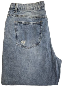 Womens Shein Capris Curve Light Blue Denim Stretch Jeans XL Size 12 Distressed - Picture 1 of 12