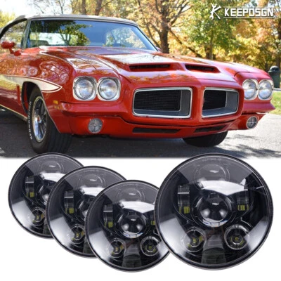 4 peças faróis de LED redondos 5,75" projetor de feixe Hi/Lo para Pontiac LeMans 1972 - Imagem 1 de 4