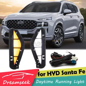 LED DRL Fog Lamp for Hyundai Santa Fe 2021 2022 2023 Day Running Light with Turn - Picture 1 of 10