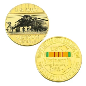 ●●● RARE GOLD PLATED MEDAL: US NAVY / VIETNAM WAR ●●● I - Picture 1 of 1