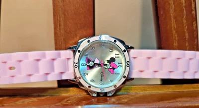 Disney Minnie Mouse Watch 8in Light Pink Silicone Band New Battery Works - Image 1 of 4